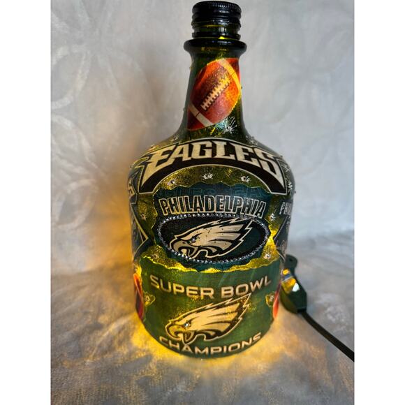 Philadelphia Eagles Glass Gallon Jug with lights "Superbowl" Unique Gift Idea